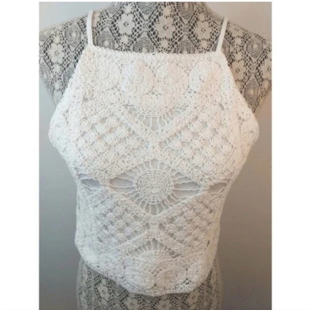 White Crochet CropTop
